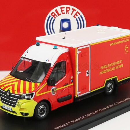 ALERTE 1/43 RENAULT | MASTER VAN VSAV SDIS 25 VEHICULE DE SECOURS ET D'ASSISTANCE AUX VICTIMES SAPEURS POMPIER 2019 | RED WHITE YELLOW