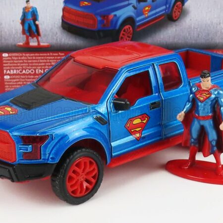 JADA 1/32 FORD USA | F-150 RAPTOR PICK-UP WITH SUPERMAN FIGURE 2018 | RED BLUE