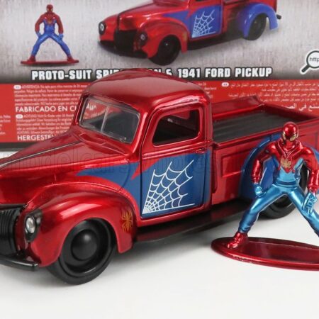 JADA 1/32 FORD USA | PICK-UP WITH SPIDERMAN FIGURE 1941 | RED BLUE