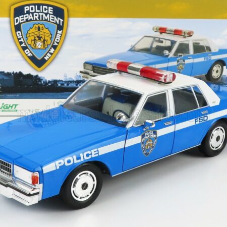 GREENLIGHT 1/18 CHEVROLET | CAPRICE POLICE NEW YORK CITY DEPARTIMENT 1990 | LIGHT BLUE WHITE