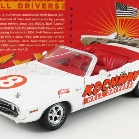 GREENLIGHT 1/18 DODGE | CHALLENGER CONVERTIBILE KOCHMAN HELL DRIVERS 1970 | WHITE RED