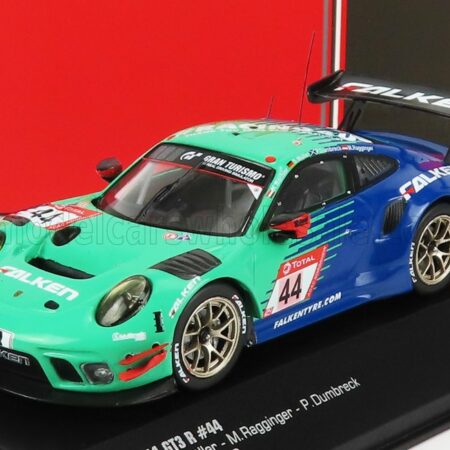 IXO-MODELS 1/43 PORSCHE | 911 991-2 GT3 R TEAM FALKEN MOTORSPORT N 44 24h NURBURGRING 2020 K.BACHLER - S.MULLER - P.DUMBRECK - M.RAGGINGER | LIGHT GREEN BLUE