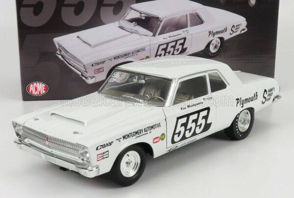 ACME-MODELS 1/18 PLYMOUTH | BELVEDERE N 555 SUPER STOCK 1965 K.MONTGOMERY | WHITE