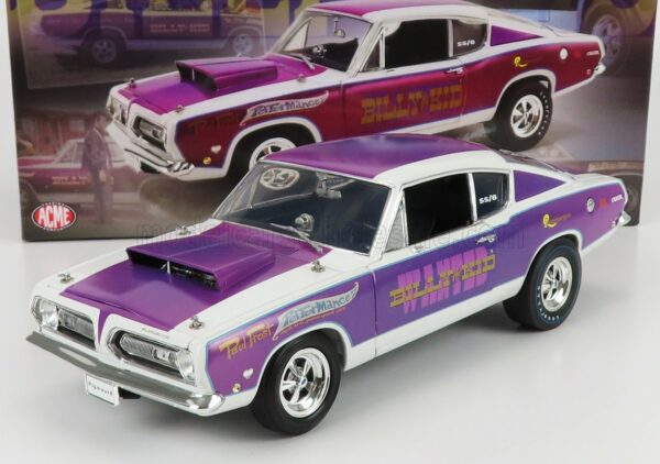 ACME-MODELS 1/18 PLYMOUTH | BARRACUDA BILLI THE KID COUPE 1968 | WHITE PURPLE MET