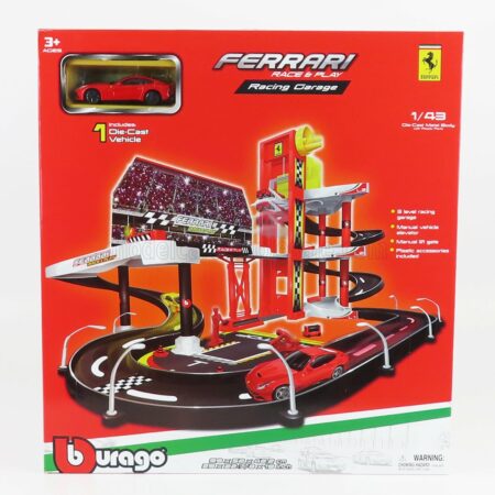 BURAGO 1/43 ACCESSORIES | DIORAMA - LEVEL RACING GARAGE WITH FERRARI F-12 2015 | /