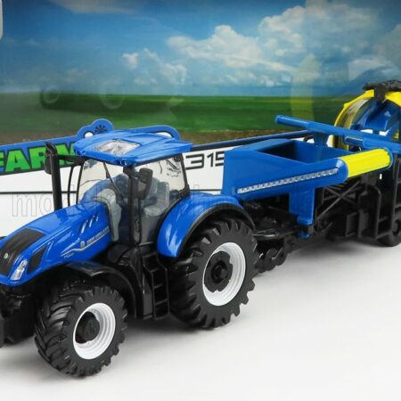 BURAGO 1/50 NEW HOLLAND | T7.315 TRACTOR WITH CULTIVATOR TRAILER 2016 | BLUE