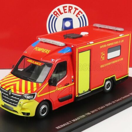 ALERTE 1/43 RENAULT | MASTER VAN VSAV SDIS 28 VEHICULE DE SECOURS ET D'ASSISTANCE AUX VICTIMES SAPEURS POMPIER 2019 | RED YELLOW