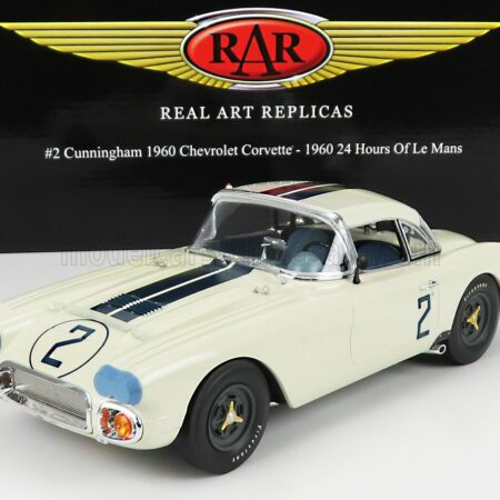 ACME-MODELS 1/18 CHEVROLET | CORVETTE C1 COUPE 4.6L V8 TEAM B.S. CUNNINGHAM N 2 24h MANS 1960 D.THOMPSON - F.WINDRIDGE | WHITE BLUE