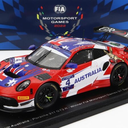 SPARK-MODEL 1/43 PORSCHE | 991 911 GT3 R TEAM AUSTRALIA N 4 WINNER FIA MOTORSPORT GAMES GT SPRINT CUP PAUL RICHARD 2022 M.CAMPBELL | RED WHITE