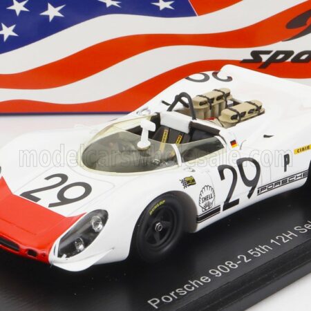 SPARK-MODEL 1/43 PORSCHE | 908/2 N 29 5th 12h SEBRING 1969 G.MITTER - U.SCHUTZ | WHITE RED