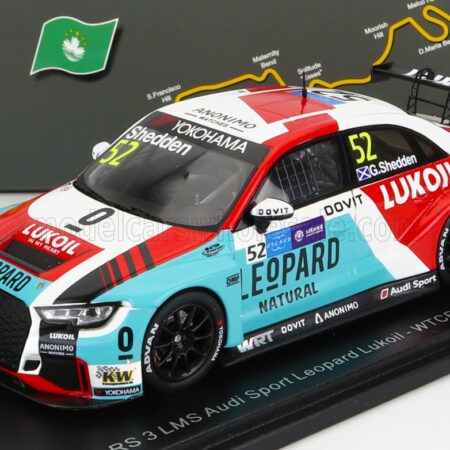 SPARK-MODEL 1/43 AUDI | RS3 LMS TEAM AUDI SPORT LEOPARD LUKPIL WTCR N 52 MACAU GUIA RACE 2018 G.SHEDDEN | LIGHT BLUE RED