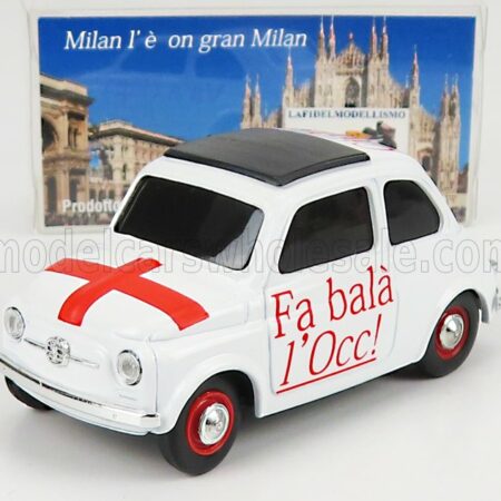 BRUMM PROM 1/43 FIAT | 500 1965 - DETTI MILANESI - FA BALA' L'OCC ! - CIULA ! - VA A CIAPA' I RATT ! | WHITE RED