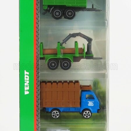 MAISTO 1/64 FENDT | SET 4X 209 VARIO TRACTOR 2022 - TRUCK - TRAILER | GREEN BLUE BROWN