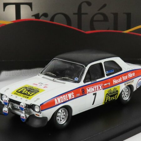 TROFEU 1/43 FORD ENGLAND | ESCORT MK1 RS2000 (night version) N 7 RALLY MINTEX 1975 R.BROOKES - J.BROWN | WHITE BLACK ORANGE