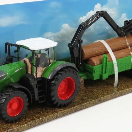 BURAGO 1/50 FENDT | 1050 VARIO TRACTOR 2016 + TREE FORWARDER AND WOOD | GREEN WOOD