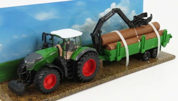 BURAGO 1/50 FENDT | 1050 VARIO TRACTOR 2016 + TREE FORWARDER AND WOOD | GREEN WOOD