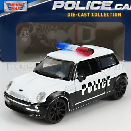 MOTOR-MAX 1/43 MINI | COOPER POLICE 2005 | WHITE BLACK