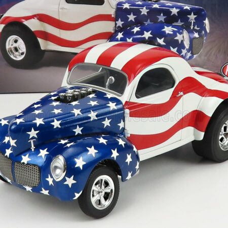 ACME-MODELS 1/18 FORD USA | WILLYS GASSER CUSTOM PATRIOT 1940 | WHITE RED BLUE