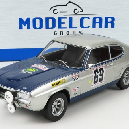 MCG 1/18 FORD ENGLAND | CAPRI MKI (night version) TEAM FORD DEUTSCHLAND N 69 RALLY TOUR DE CORSE 1969 J.F.PIOT - J.TODT | SILVER BLUE