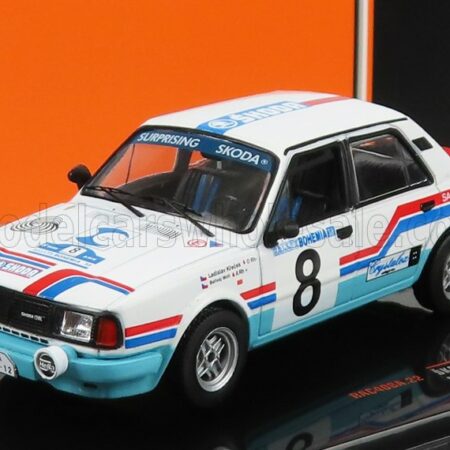 IXO-MODELS 1/43 SKODA | 130L TEAM UAMK SKODA MLADA BOLESLAV N 8 RALLY BOHEMIA 1988 L.KRECEK - B.MOTL | WHITE LIGHT BLUE