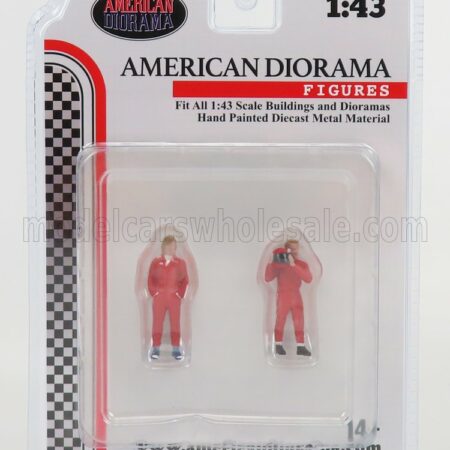 AMERICAN DIORAMA 1/43 FIGURES | SET 2X MAN RACING LEGEND 70s | RED