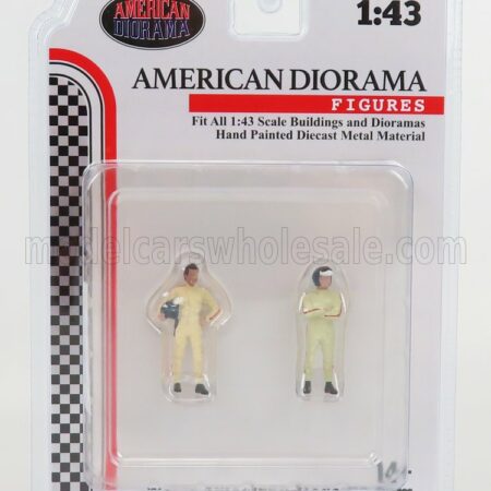 AMERICAN DIORAMA 1/43 FIGURES | SET 2X MAN RACING LEGEND 60s | CREAM