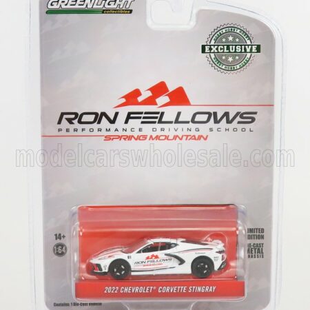 GREENLIGHT 1/64 CHEVROLET | CORVETTE STINGRAY RON FELLOWS 2022 | WHITE RED BLACK