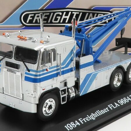 GREENLIGHT 1/43 FREIGHTLINER | FLA 9664 TRACTOR TRUCK GRU CRANE 3-ASSI CARRO ATTREZZI - WRECKER ROAD SERVICE 1984 | SILVER BLUE