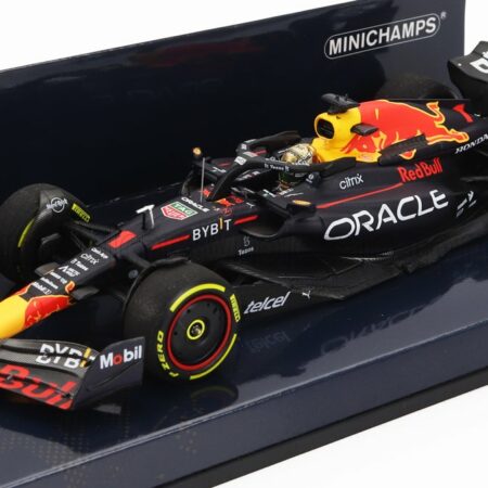 MINICHAMPS 1/43 RED BULL | F1  RB18 TEAM ORACLE RED BULL RACING N 1 WINNER MEXICO GP WORLD CHAMPION 2022 MAX VERSTAPPEN | MATT BLUE YELLOW RED