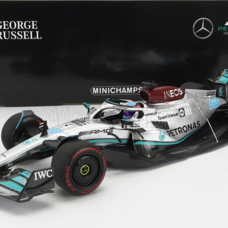 MINICHAMPS 1/18 MERCEDES GP | F1 W13E TEAM MERCEDES-AMG PETRONAS F1 N 63 (first f1 win) WINNER BRAZILIAN GP 2022 GEORGE RUSSEL | SILVER GREEN