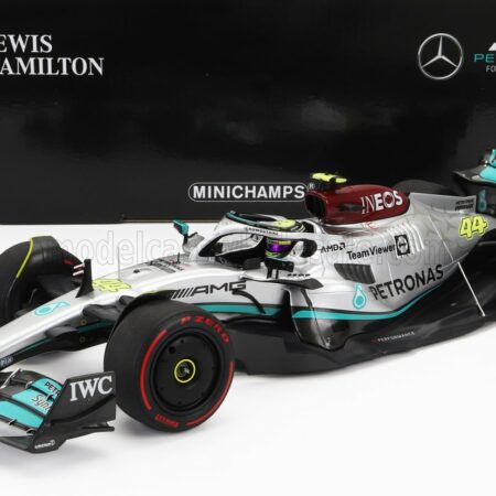 MINICHAMPS 1/18 MERCEDES GP | F1 W13E TEAM MERCEDES-AMG PETRONAS F1 N 44 2nd BRAZILIAN GP 2022 LEWIS HAMILTON | SILVER GREEN