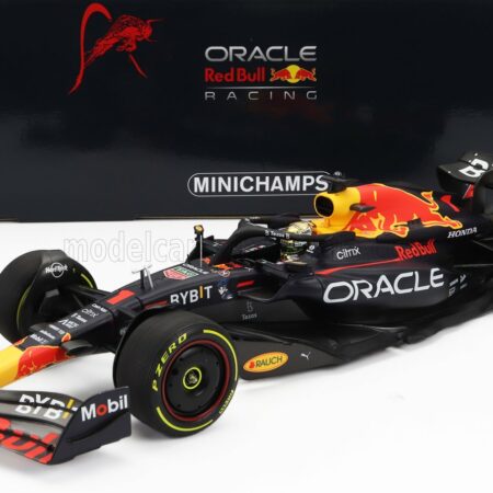 MINICHAMPS 1/18 RED BULL | F1  RB18 TEAM ORACLE RED BULL RACING N 1 WINNER ABU DHABI GP WORLD CHAMPION 2022 MAX VERSTAPPEN | MATT BLUE YELLOW RED