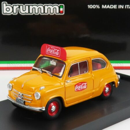 BRUMM 1/43 FIAT | 600 I SERIES VEICOLO PUBLICITARIO COCA-COLA OLIMPIADI DI ROMA 1960 | YELLOW