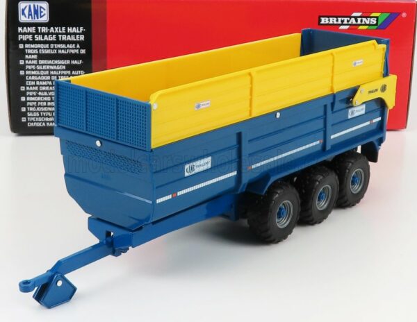 BRITAINS 1/32 KANE | TRAILER CARRELLO CASSONE RIBALTABILE 3-ASSI | BLUE YELLOW