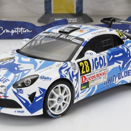 SOLIDO 1/18 RENAULT | A110 ALPINE (night version) N 28 RALLY DU VAR 2021 P.DELECOUR - S.DE CASTELLI | WHITE BLUE