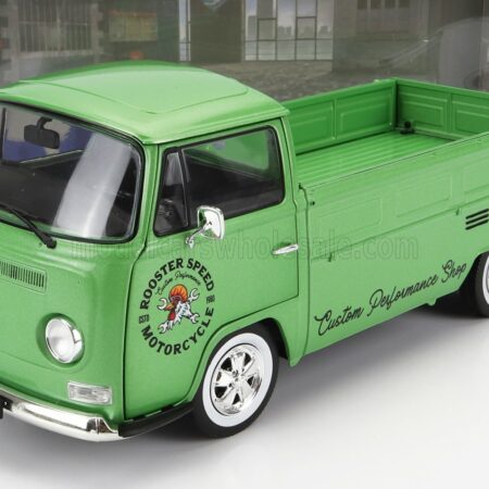 SOLIDO 1/18 VOLKSWAGEN | T2 PICK-UP ROOSTER SPEED MOTORCYCLE CUSTOM 1968 | GREEN