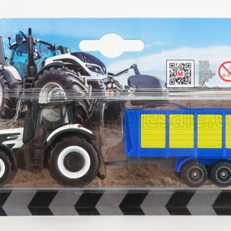 MAISTO 1/64 VALTRA | Q305 TRACTOR WITH TRAILER 2018 | WHITE BLUE YELLOW