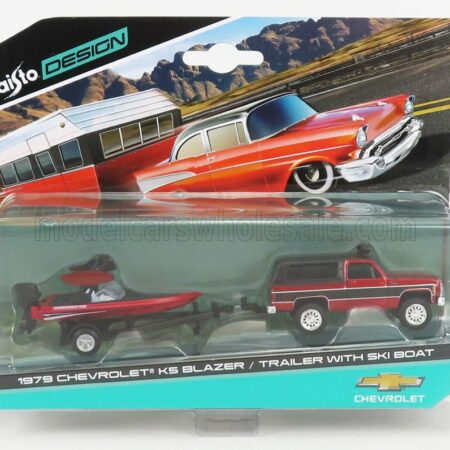 MAISTO 1/64 CHEVROLET | BLAZER K5 1979 WITH SKI BOAT AND TRAILER | RED MET