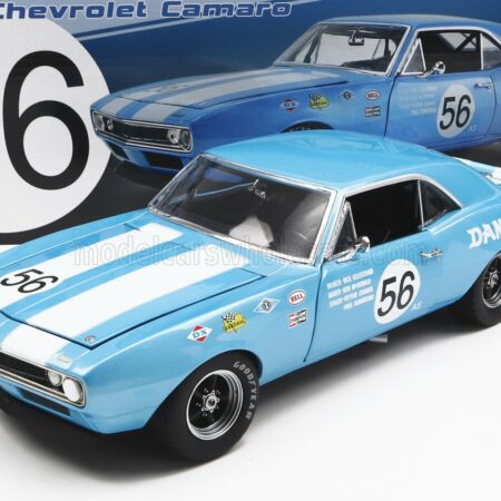 GMP 1/18 CHEVROLET | CAMARO Z/28 COUPE N 56 TRANS AM 1967 P.DOMBROSKJ | LIGHT BLUE WHITE