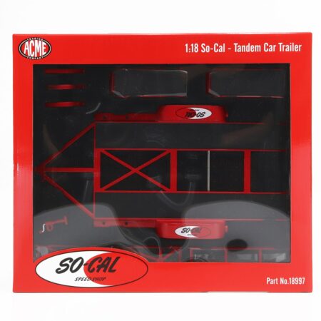 ACME-MODELS 1/18 ACCESSORIES | CARRELLO TRASPORTO AUTO 2-ASSI - CAR TRANSPORTER TRAILER SO-CAL - CAR NOT INCLUDED | RED BLACK