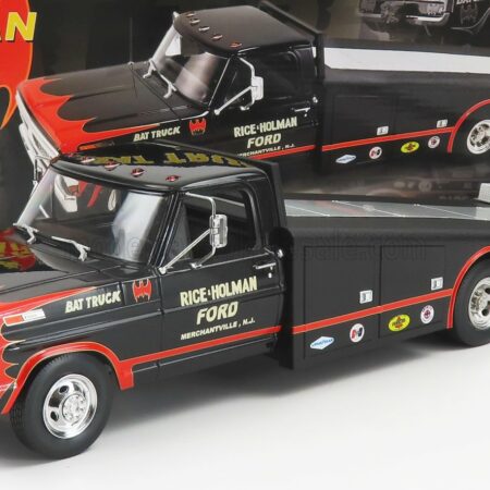 ACME-MODELS 1/18 FORD USA | F-350 TRUCK RAMP CAR TRANSPORTER BATCAR 1970 | BLACK RED