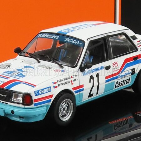 IXO-MODELS 1/43 SKODA | 130LR N 21 RALLY BOHEMIA 1988 P.SIBERA - P.GROSS | WHITE LIGHT BLUE RED