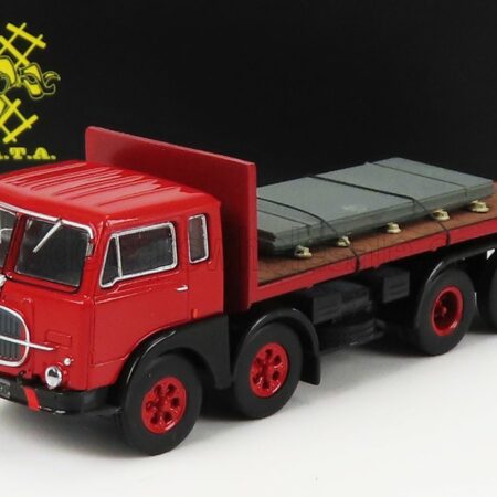 BREKINA PLAST 1/87 FIAT | 690 TRUCK 4-ASSI PIANALE TRASPORTO LASTRE IN FERRO 1960 | RED