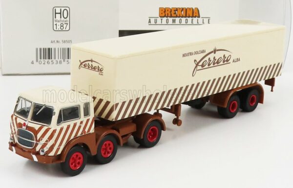 BREKINA PLAST 1/87 FIAT | 690 T TRUCK 3-ASSI TELONATO INDUSTRIA DOLCIARIA FERRERO 1960 | BEIGE BROWN