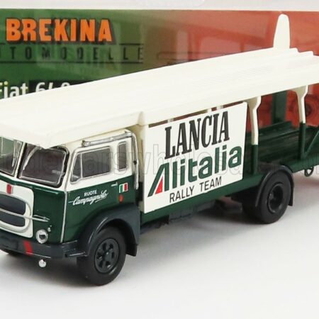 BREKINA PLAST 1/87 FIAT | 640 TRUCK CAR TRANSPORTER TEAM LANCIA RALLY ALITALIA 1949 | GREEN WHITE