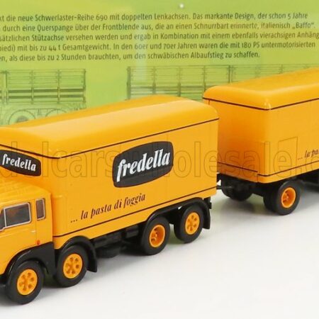 BREKINA PLAST 1/87 FIAT | 690 TRUCK MILLEPIEDI 4-ASSI FREDELLA LA PASTA DI FOGGIA 1961 | YELLOW BLACK