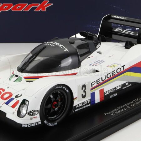 SPARK-MODEL 1/18 PEUGEOT | 905 EVO1B 3.5L V10 TEAM PEUGEOT TALBOT SPORT N 3 WINNER LE MANS 1993 G.BRABHAM - C.BOUCHUT - E.HELARY - CON VETRINA - WITH SHOWCASE | WHITE