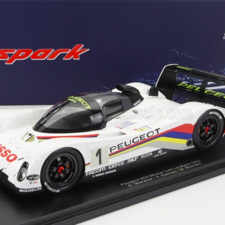 SPARK-MODEL 1/18 PEUGEOT | 905 EVO1bis SA35 3.5L V10 TEAM PEUGEOT TALBOT SPORT N 1 WINNER 24h LE MANS 1992 D.WARWICK - Y.DALMAS - M.BLUNDELL - CON VETRINA - WITH SHOWCASE | WHITE