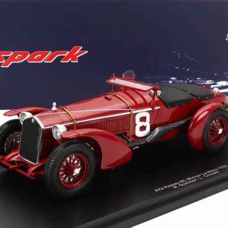 SPARK-MODEL 1/18 ALFA ROMEO | 8C 2300LM 2.3L SUPERCHARGED TEAM RAYMOND SOMMER N 8 WINNER 24h LE MANS 1932 R.SOMMER - L.CHINETTI - CON VETRINA - WITH SHOWCASE | RED