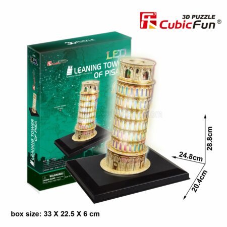 CUBICFUN  PUZZLE | KIT 3D IN FOAM TORRE DI PISA CON LUCI A LED CM. 20.4x24.8x28.8 - 15 PEZZI - 15 PIECES | /